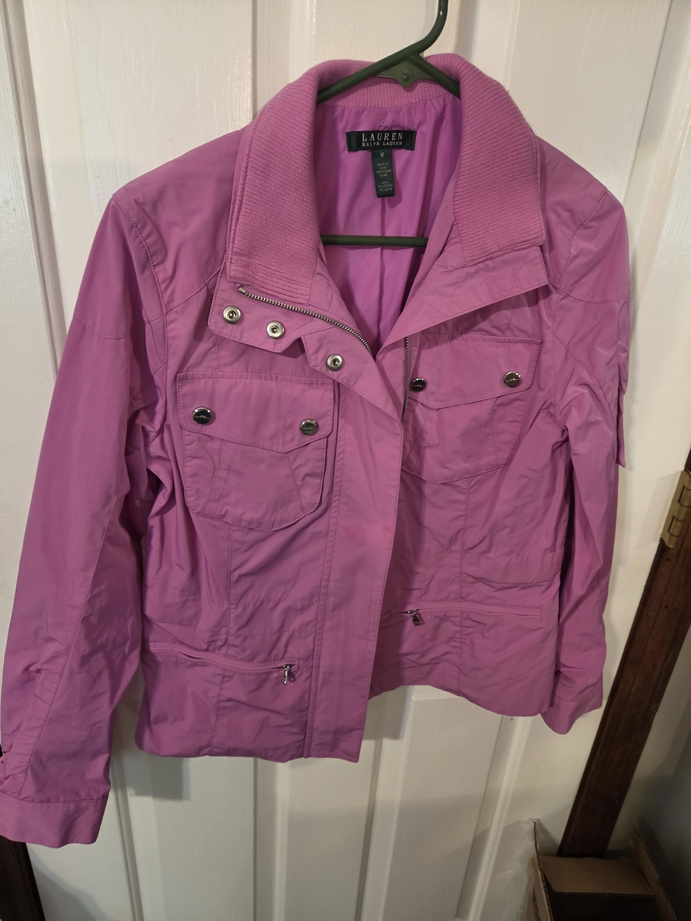 Lauren Ralph Lauren Bright Pink Utility Jacket with Snap Pockets
